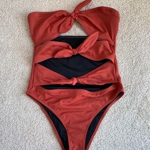 Nasty Gal It's Bow Secret Cut-Out Bandeau Swimsuit